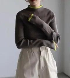 BONJOUR SAGAN 配色デザインリブニット　グレー