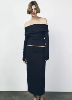 完売品 ZARA ソフトインターロックアシンメトリートップス S新品タグ付