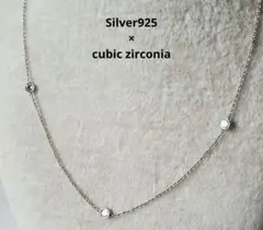 シルバー925 キュービック ネックレス ベゼルセッティング ジュエリー 