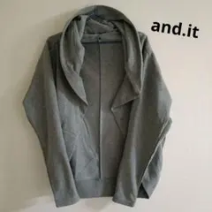 and it. フード付き裏起毛スウェットカーディガン