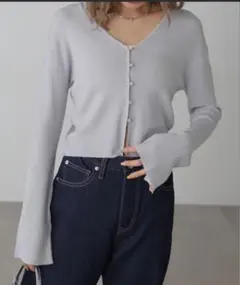 FREE’S MART【Vネックラメリブニットカーディガン】