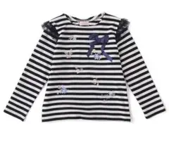 ◇美品◇ メゾピアノ　お花刺しゅうボーダーTシャツ