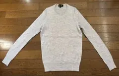 DRAWER 18Gカシミヤシルクリブクルーネックニット　ライトグレー