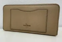 COACH 長財布 レザー ベージュ ラウンドファスナー