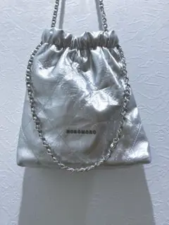 NOROMORO シルバー 巾着型ショルダーバッグ