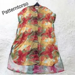 ●美品●　パターントルソ　アンティカ　ロング　シャツワンピース　花　マルチカラー