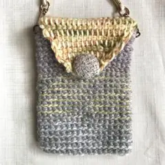 ハンドメイド　アフガン編みスマホショルダー