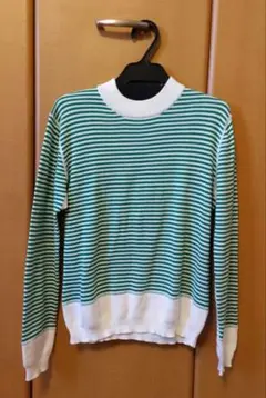 BEAMS BOY 　ロシアン ボーダー クルー ニット　ビームス　グリーン