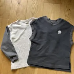 春物　キッズ　長袖　カットソー　ベスト　２枚セット　男の子　110 グレー