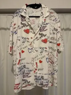 PITTI 総柄 グラフィック 半袖シャツ オープンカラー ハート