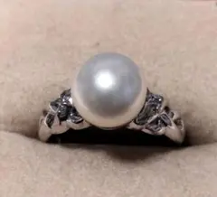 SILVER パール ダイヤモンド リング サイズ11 0.02 8.0mm