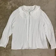 H&M フリル付き襟 ホワイトシャツ M