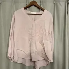 anySIS ピンク Vネック 長袖ブラウス