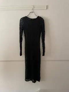 ブラックレースタイトフィットワンピース