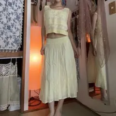 【送料無料】イエロー セットアップ 刺繍のサムネイル