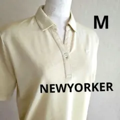 美品⭐NEWYORKER ニューヨーカー キーネック ワンボタンポロシャツM 黄のサムネイル