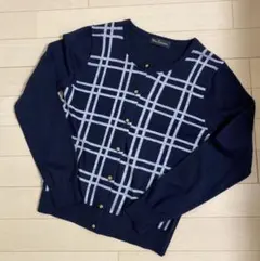 クリアインプレッション　カーディガン　ネイビー　2 M 毛混