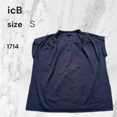 icB 半袖 プルオーバー ブラウス ネイビー Sサイズ　スキッパー　古着のサムネイル