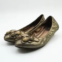 ANNA SUI 23.0 ビジューバタフライパンプス ゴールド系/MD33