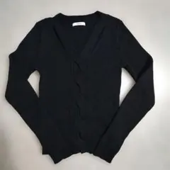 美品 MURUA Vネック カットアウト リブニット 長袖 ブラック