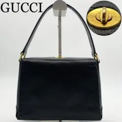 GUCCI ハンドバッグ　GG金具　ターンロック　リザード　黒　レザー　冠婚葬祭のサムネイル