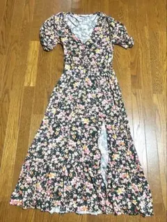 ZARA 花柄 半袖 ロングワンピース