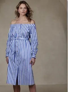 【新品】BANANA REPUBLIC オフショルダー ミディ シャツワンピース