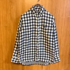 美品 Coen コーエン シャツ 長袖 厚手 ギンガムチェック ブルー XS