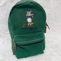 ポロラルフローレン リュックサック ベアー スキー キャンバス レザー グリーン