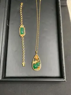 シルバー925 ヒスイ ネックレスとブレスレットセット