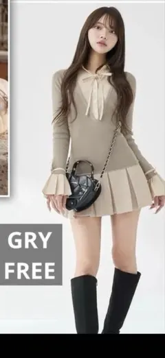 Darich メルカリ最安値 FREE シャツドッキングプリーツミニワンピース