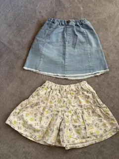 GU 花柄キュロットとデニムスカート セット 120サイズ