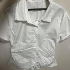 ホワイト 半袖 シャツ ショート丈