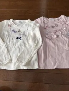 リボン付きトップス2枚セット 120cm