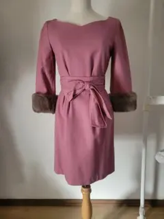 ピンク 七分袖 ワンピース ファー付き　Apuweiser-riche