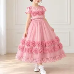 SHEIN キッズドレス130cm ピンク花フォーマル発表会結婚式七五三チュール