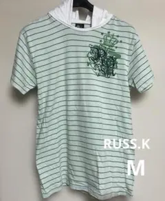 美品　RUSS.K ラスケー　フード付半袖Tシャツ　M　メンズ　緑のサムネイル