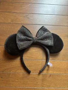 ディズニー ミニー 耳 カチューシャ ラインストーン 黒 可愛い