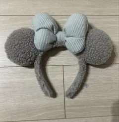 ミッキー風カチューシャ グレー フリース