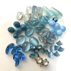 インポート・ヴィンテージガラスパーツセット(クリアブルー)