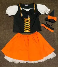 ハロウィン　メイド服　オレンジ　コスプレ