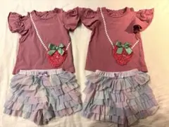 any FAM 苺ポケットTシャツ ゆめかわハーフパンツ4着 90cm 双子のサムネイル