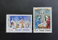 海外切手 未使用 外国切手 フィンランド 1989年 クリスマス 2種完