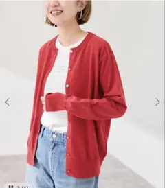 FRAMeWORK CO/PL 18Gクルーカーディガン赤