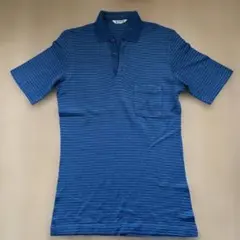 昭和レトロ 青ストライプ 半袖シャツ