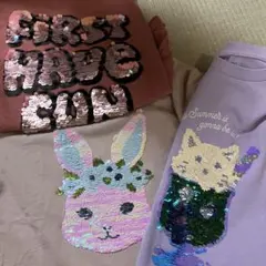【サイズ110】可愛いスパンコール Tシャツ 2枚＋長袖1枚の合計3枚セット♡のサムネイル