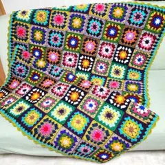 モチーフ編み【6】ハンドメイド　ブランケット　マルチカバー
