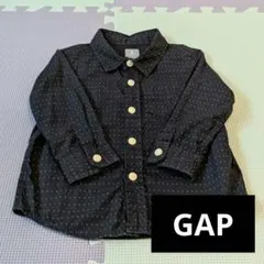 ベビーギャップ 長袖シャツ ドット柄 ダイヤ柄 90cm ネイビー 男の子