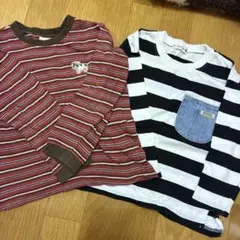 petit main 赤と茶色ストライプ 110サイズ