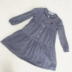 familiarファミリア りんご 刺繍 ギンガムチェック ワンピース 120